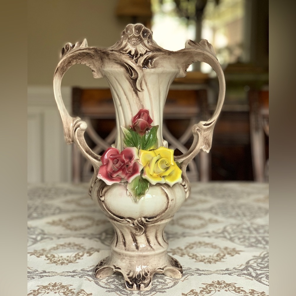 SALE!! Large Handled Capodimonte Vase